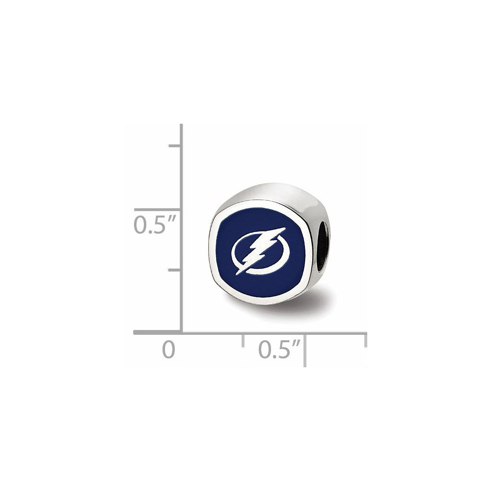 Sterling Silver NHL Tampa Bay Lightning Cushion Shaped Enameled Logo Bead