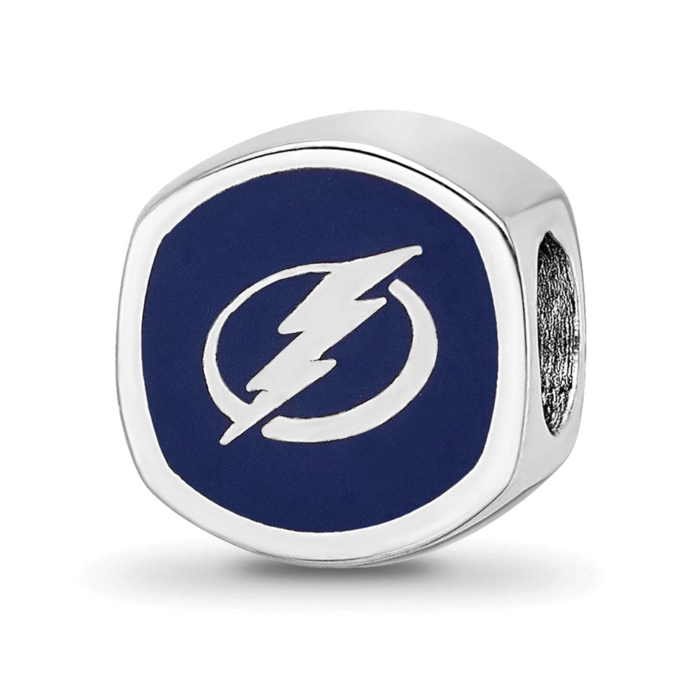 Sterling Silver NHL Tampa Bay Lightning Cushion Shaped Enameled Logo Bead