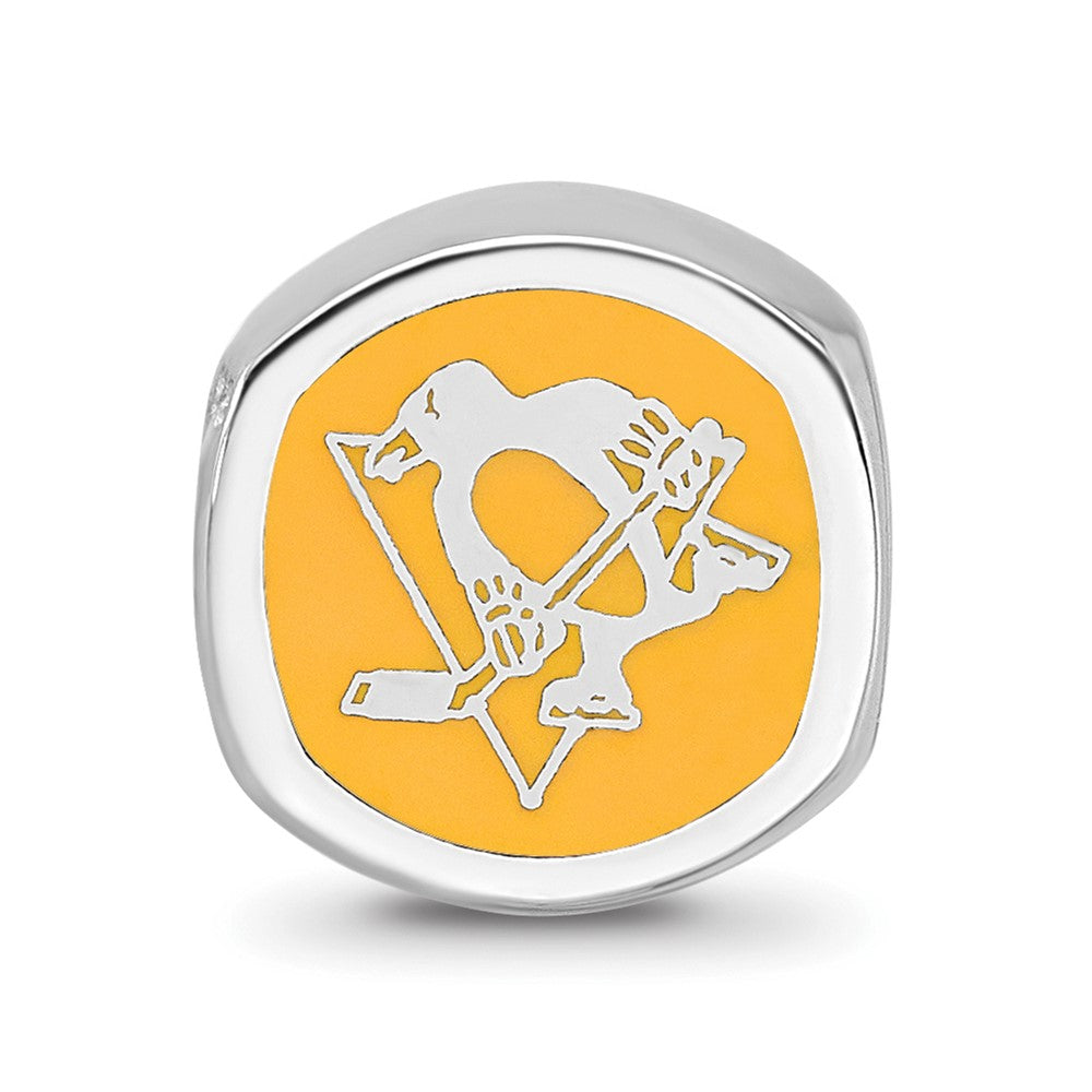 Sterling Silver NHL Pittsburgh Penguins Enameled Double Logo Bead