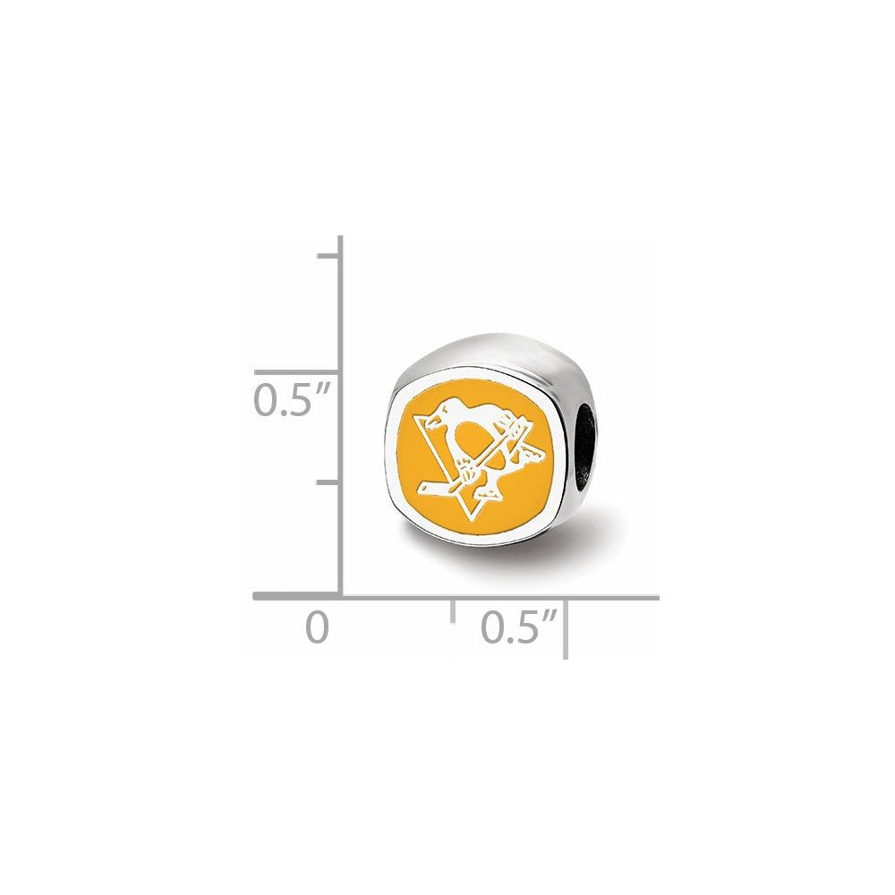 Sterling Silver NHL Pittsburgh Penguins Enameled Double Logo Bead