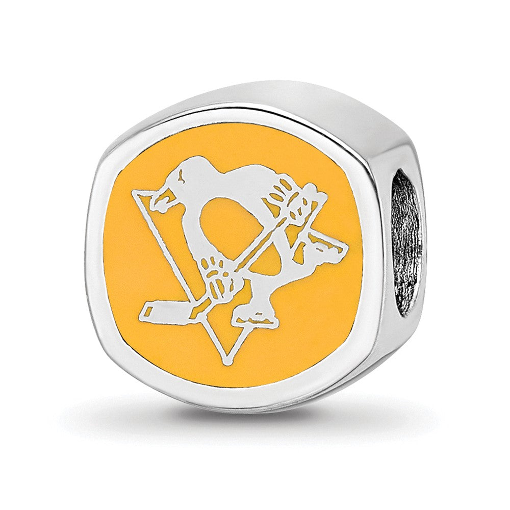 Sterling Silver NHL Pittsburgh Penguins Enameled Double Logo Bead