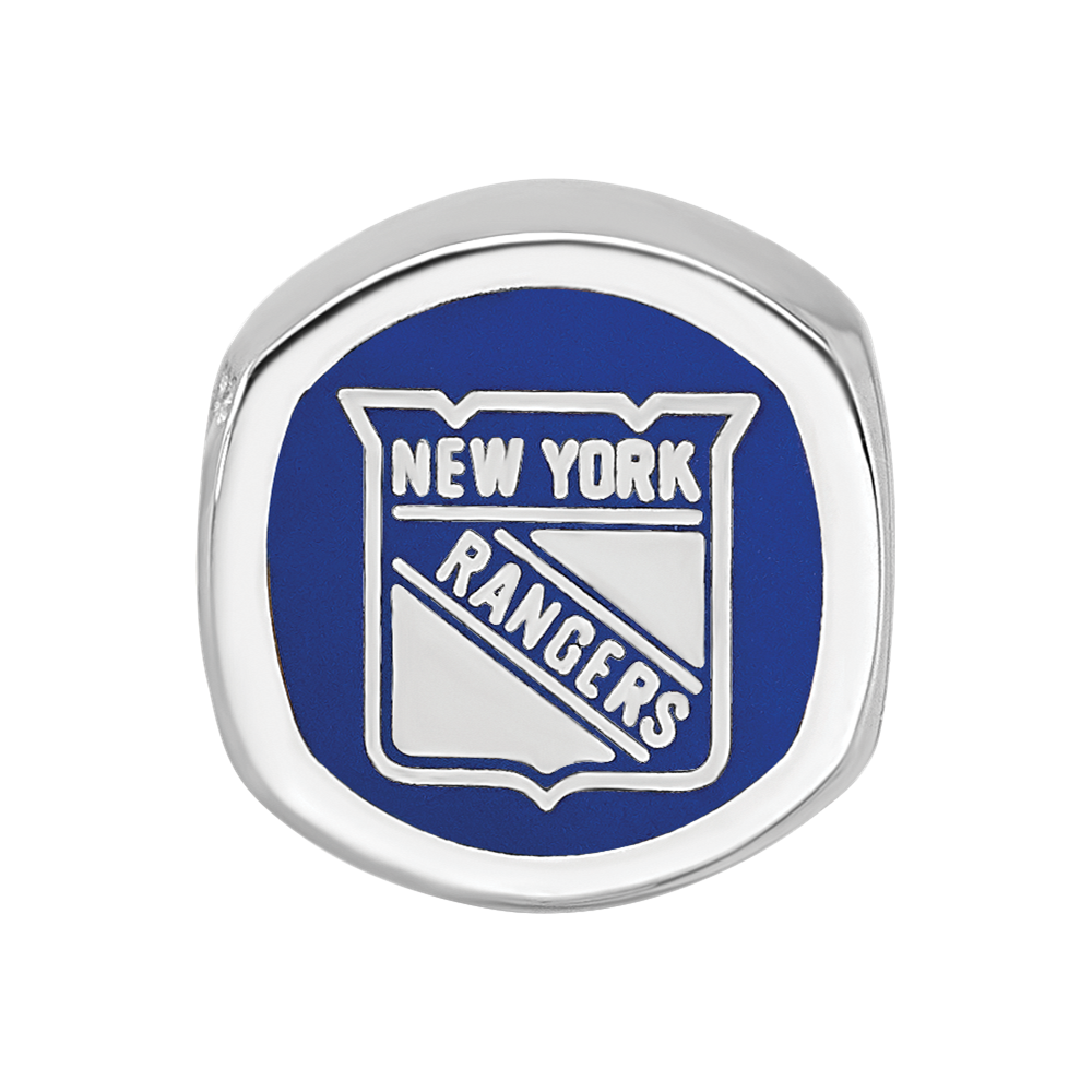 Sterling Silver RH-plated New York Rangers Banner Enamel Bead