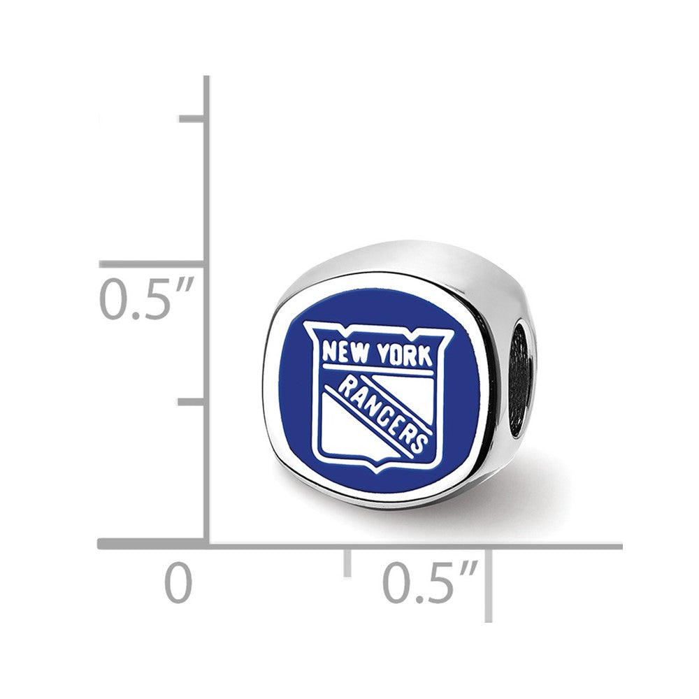 Sterling Silver RH-plated New York Rangers Banner Enamel Bead