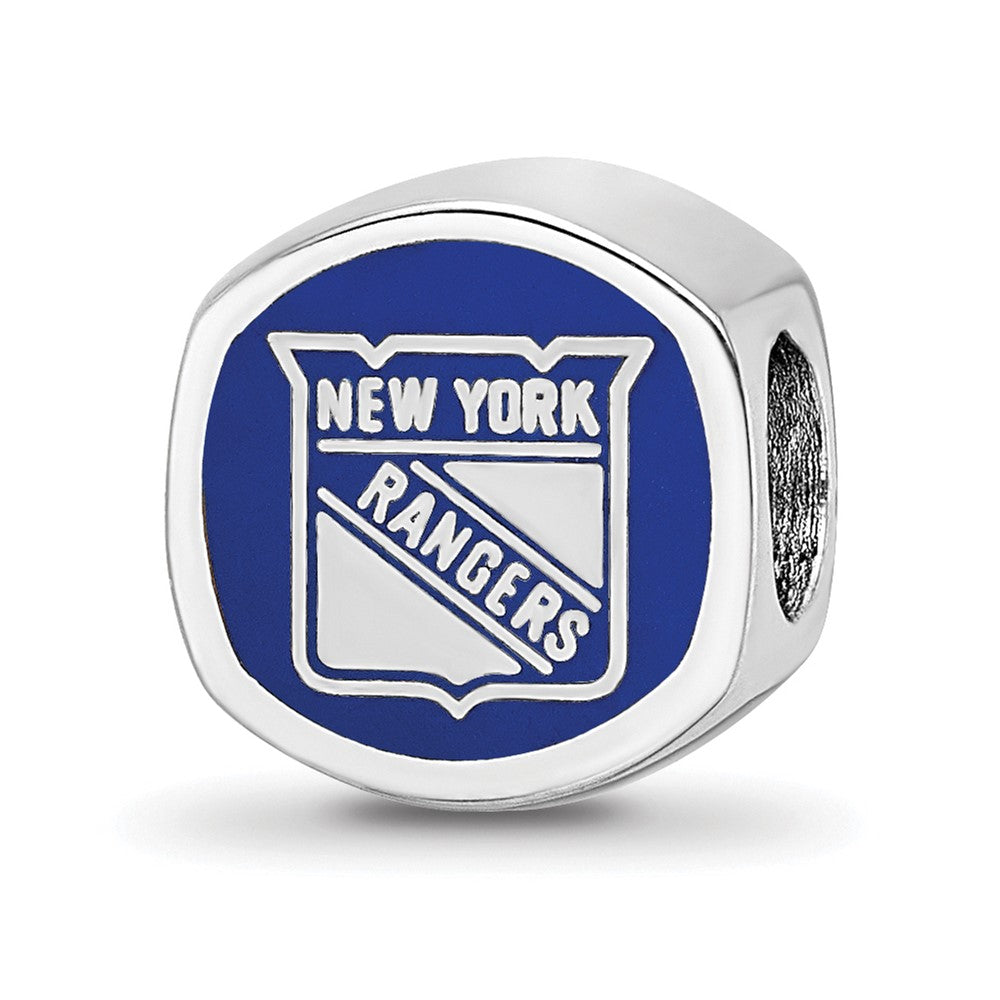 Sterling Silver RH-plated New York Rangers Banner Enamel Bead