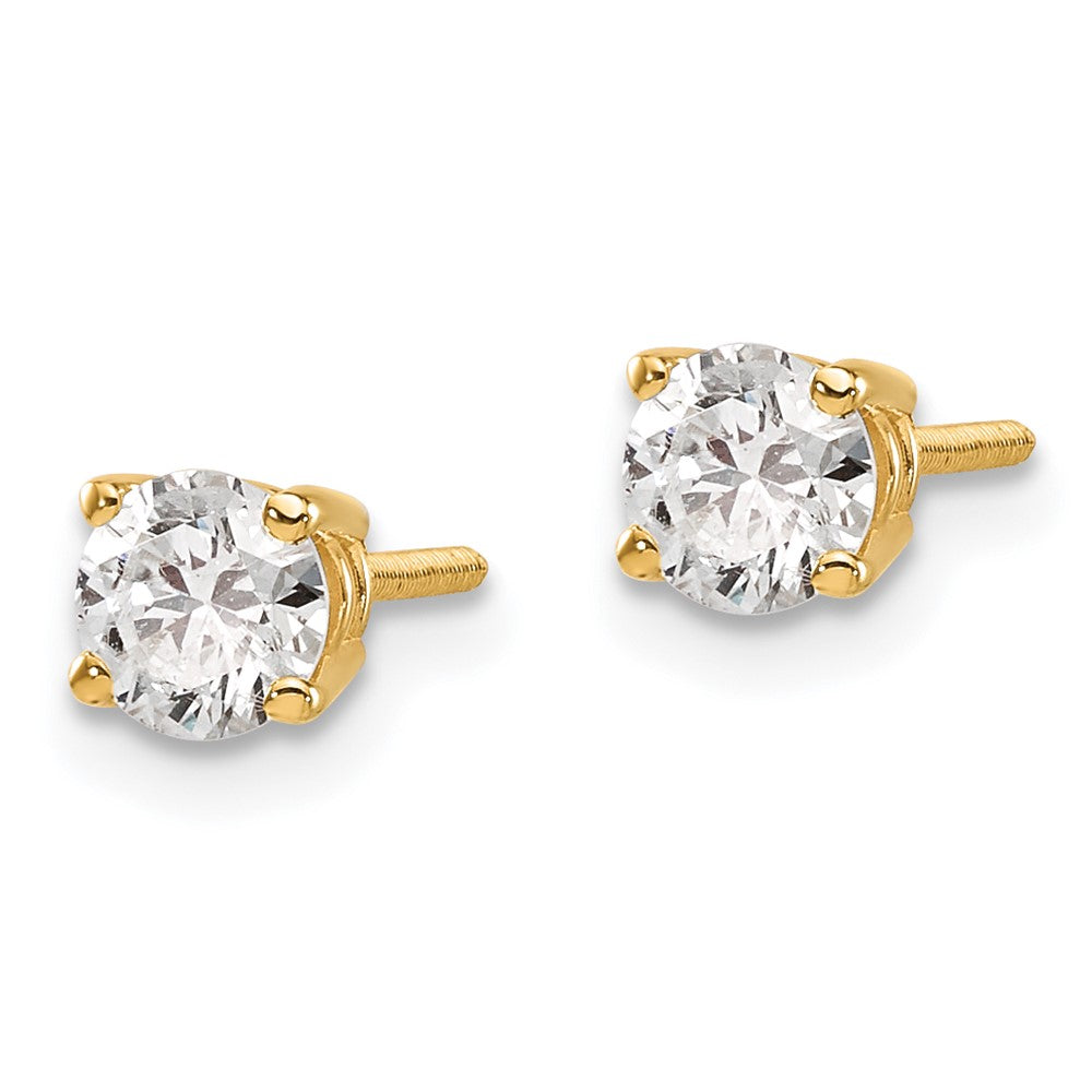 14k Yellow Gold .70ct. SI3 G-I Diamond Stud Thread on/off Post Earrings