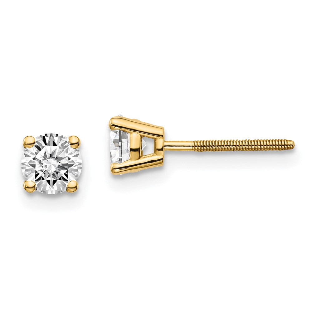 14k Yellow Gold .70ct. SI3 G-I Diamond Stud Thread on/off Post Earrings