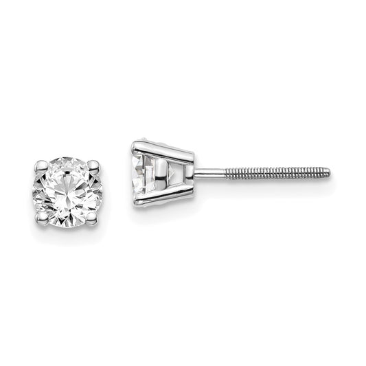 14k White Gold .95ct VS2/SI1 G-I Diamond Stud Thread on/off Post Earrings