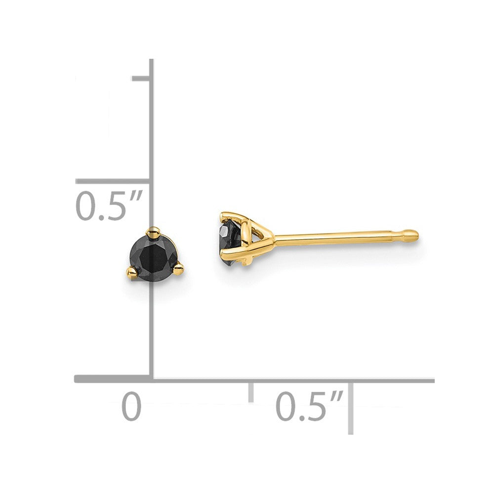 14k Yellow Gold .25ct. Black Diamond Stud Earrings