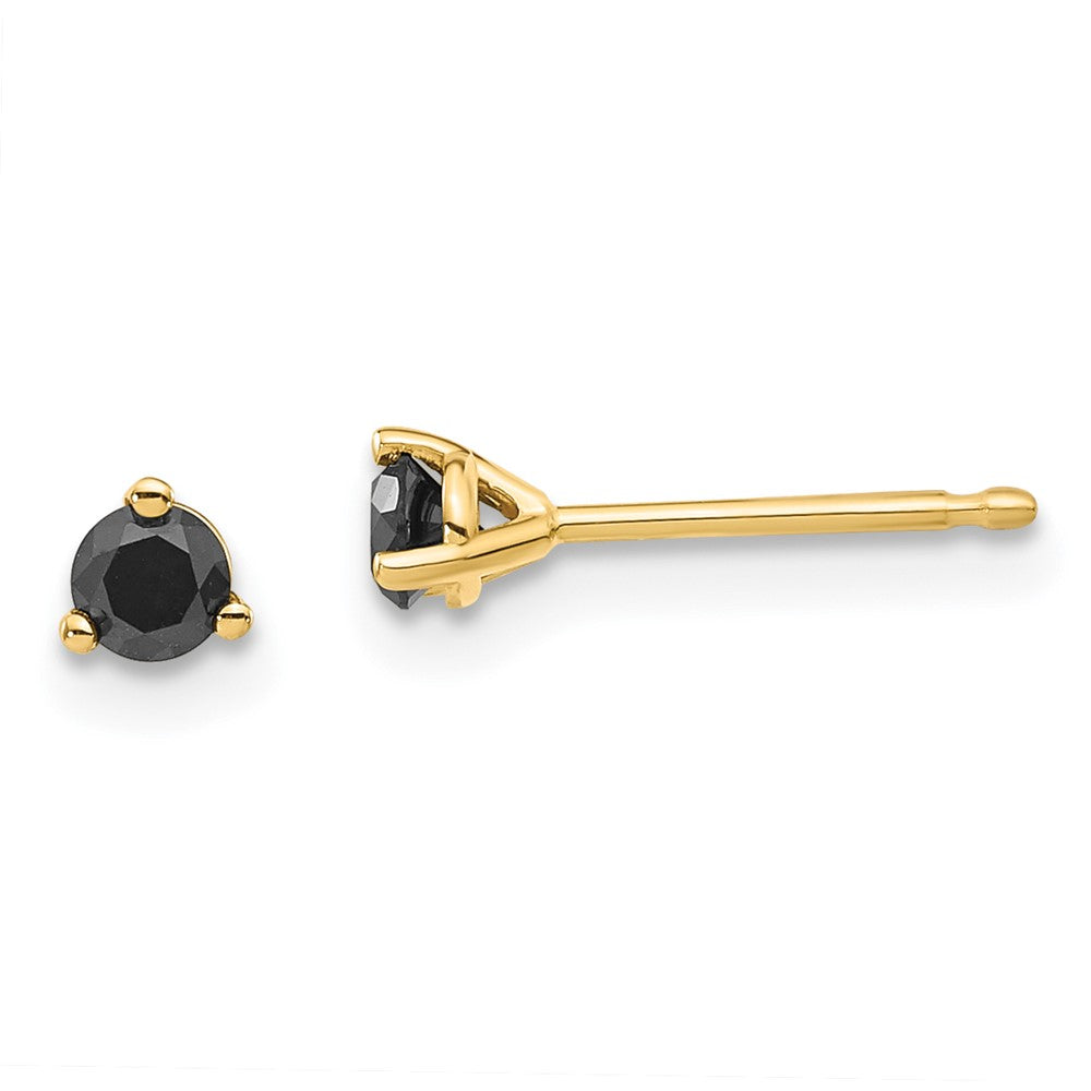 14k Yellow Gold .25ct. Black Diamond Stud Earrings