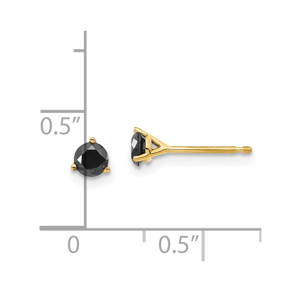 14k Yellow Gold .40ct. Black Diamond Stud Earrings
