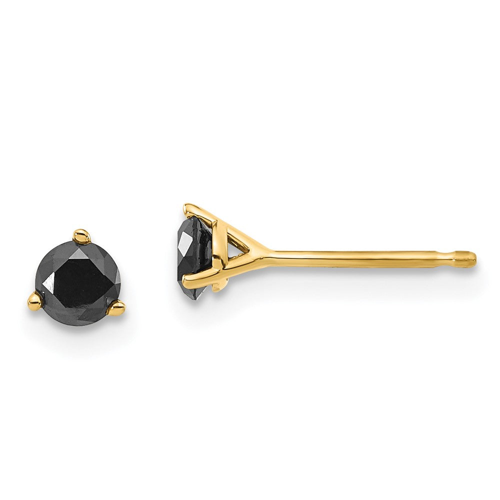 14k Yellow Gold .40ct. Black Diamond Stud Earrings