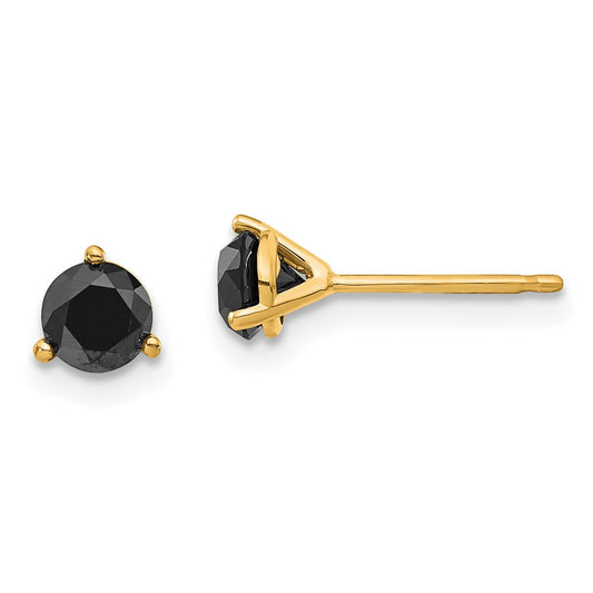 14k 3/4ct Black Diamond Stud Earrings