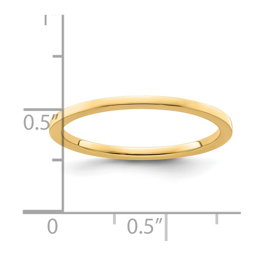 14K Yellow Gold 1.2mm Flat Polished Stackable Band Size 7.5