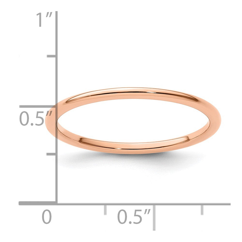 14K Rose Gold 1.2mm Half Round Polished Stackable Band Size 8.5