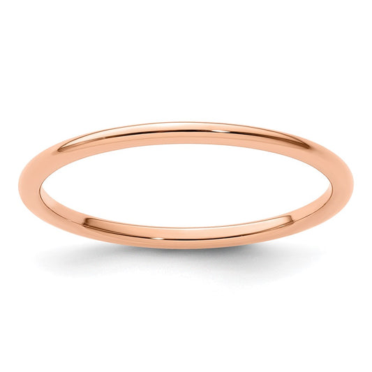 14K Rose Gold 1.2mm Half Round Polished Stackable Band Size 7