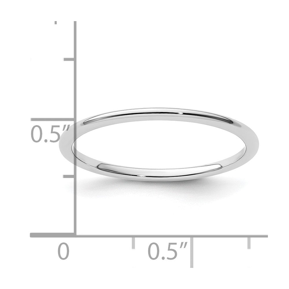 14K White Gold 1.2mm Half Round Polished Stackable Band Size 6.5
