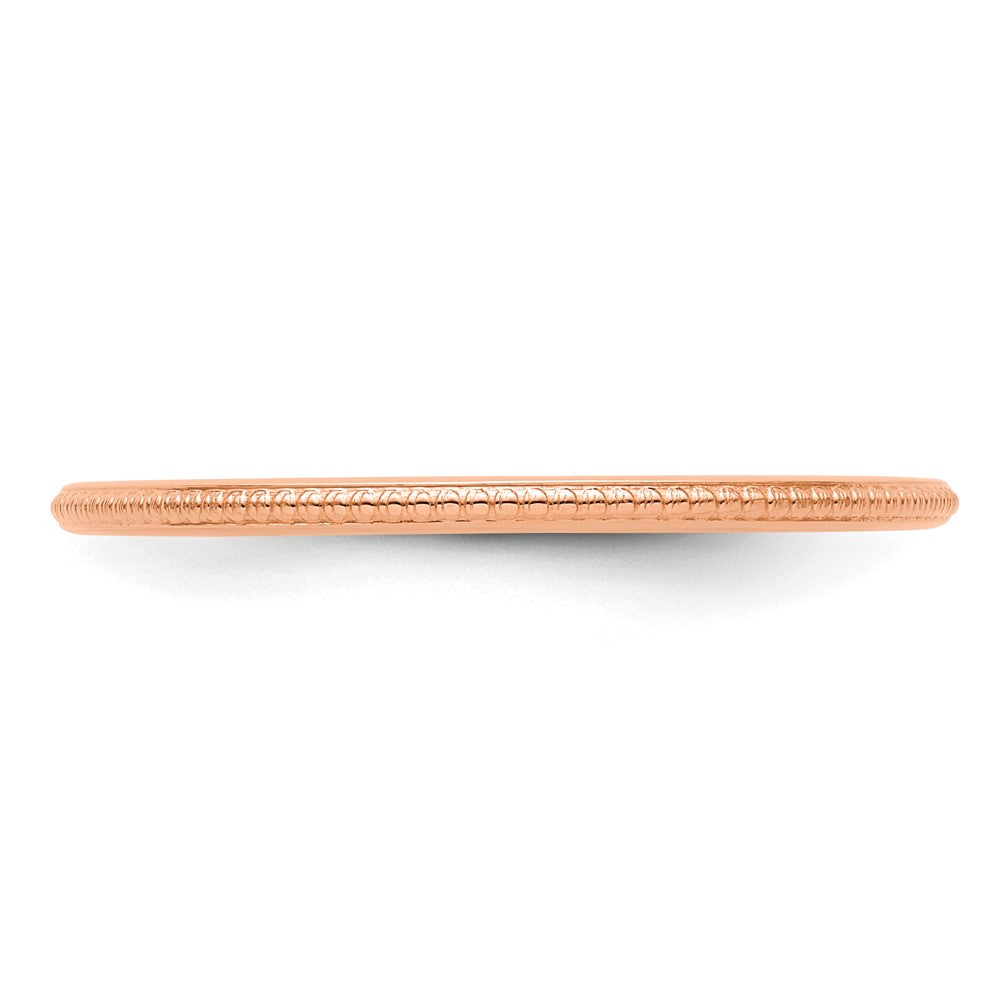 14K Rose Gold 1.2mm Beaded Stackable Band Size 5