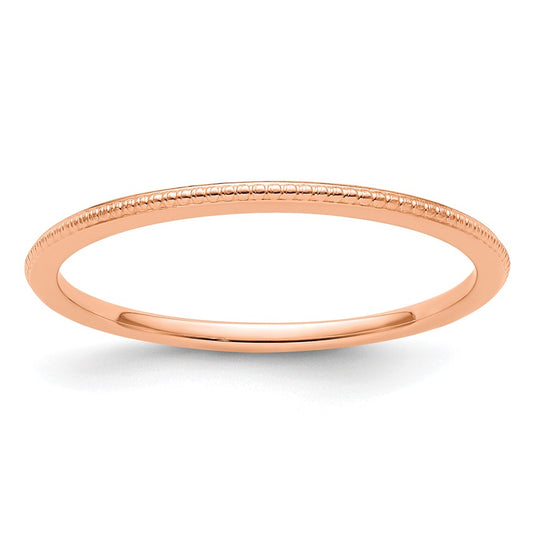 14K Rose Gold 1.2mm Beaded Stackable Band Size 7