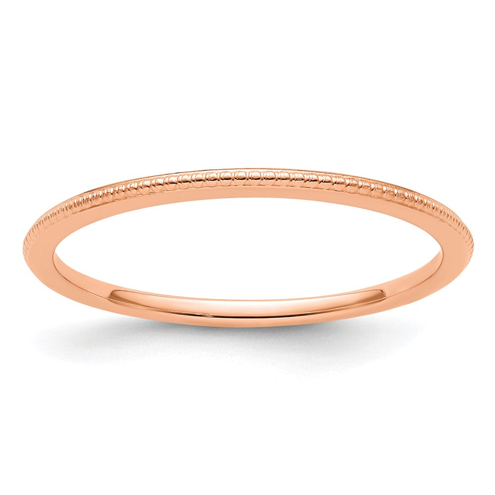 14K Rose Gold 1.2mm Beaded Stackable Band Size 6.5