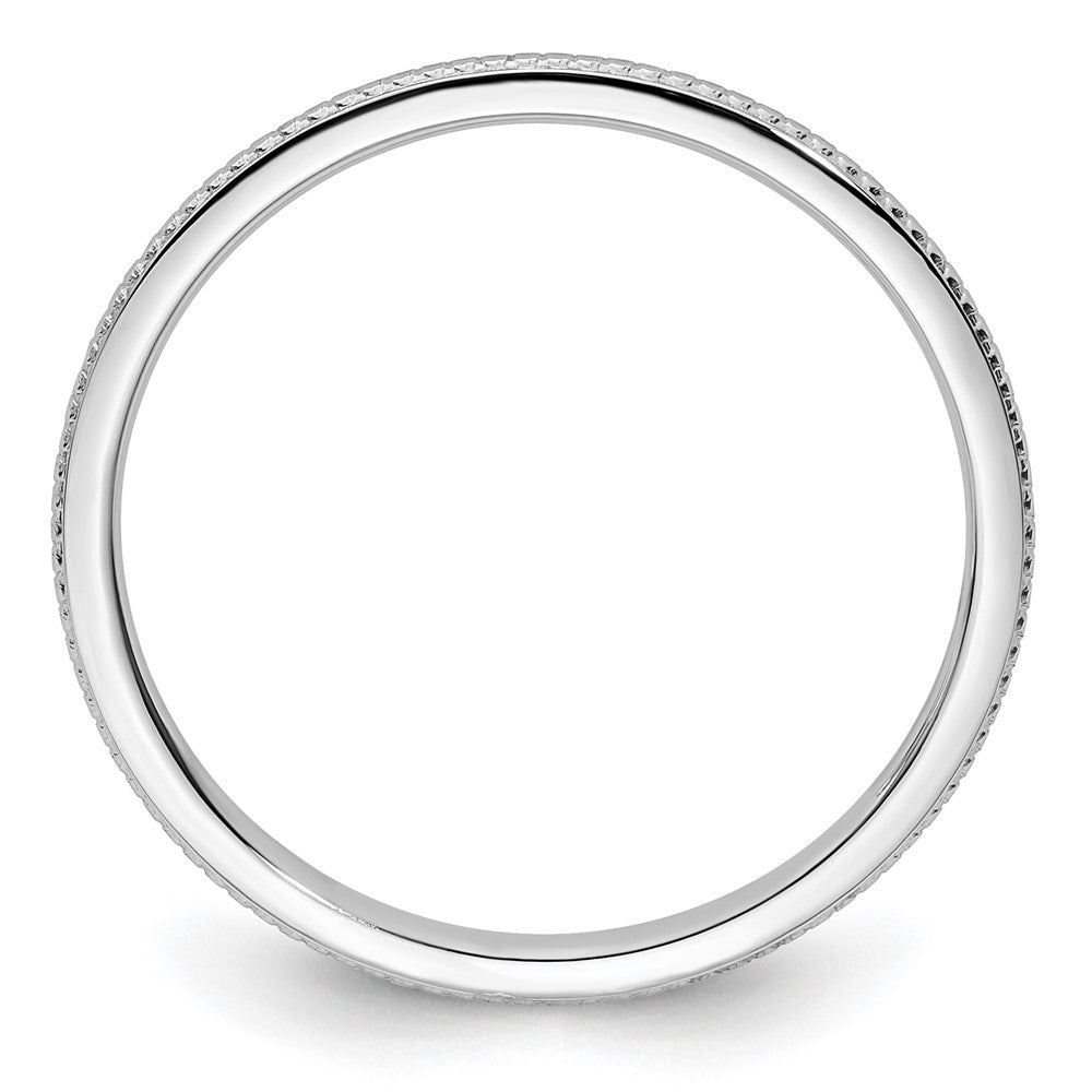 14K White Gold 1.2mm Beaded Stackable Band Size 4.5