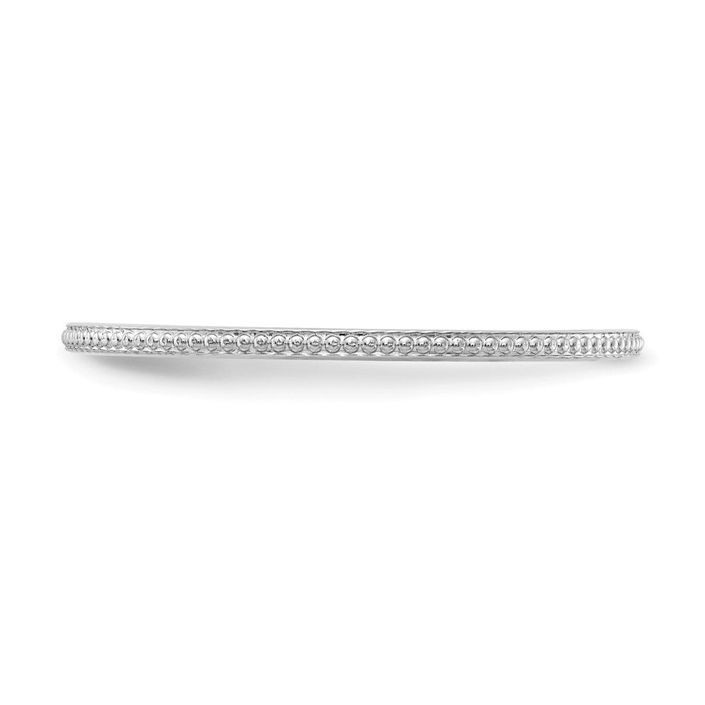 14K White Gold 1.2mm Beaded Stackable Band Size 7.5