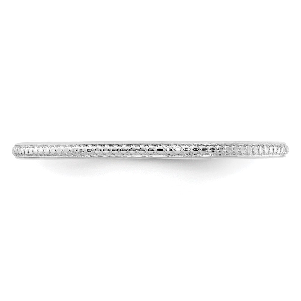 14K White Gold 1.2mm Beaded Stackable Band Size 7.5