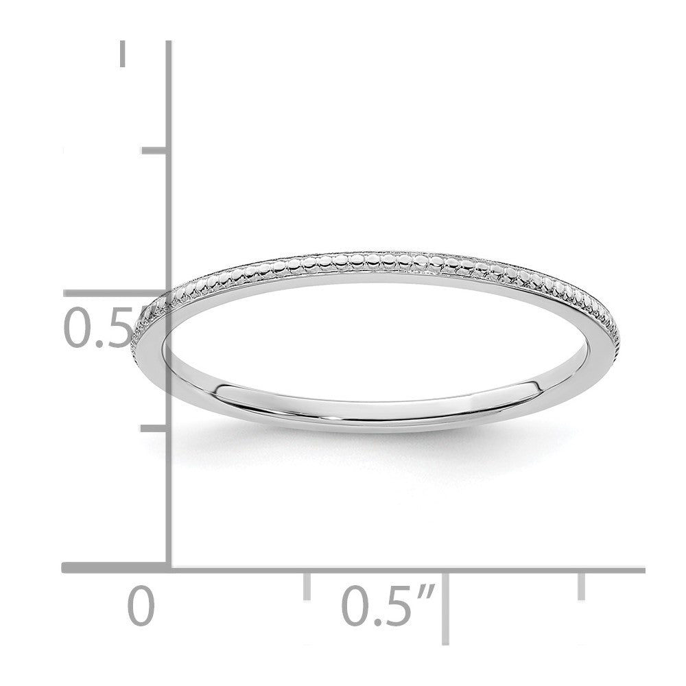 14K White Gold 1.2mm Beaded Stackable Band Size 4.5