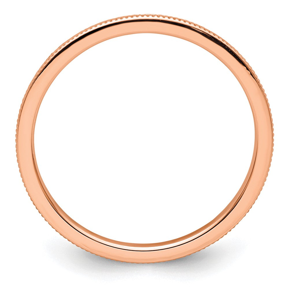14K Rose Gold 1.2mm Milgrain Stackable Band Size 6