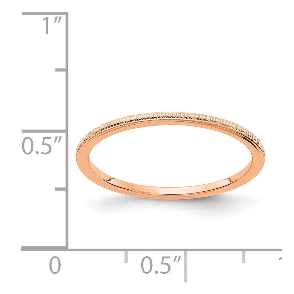 14K Rose Gold 1.2mm Milgrain Stackable Band Size 5