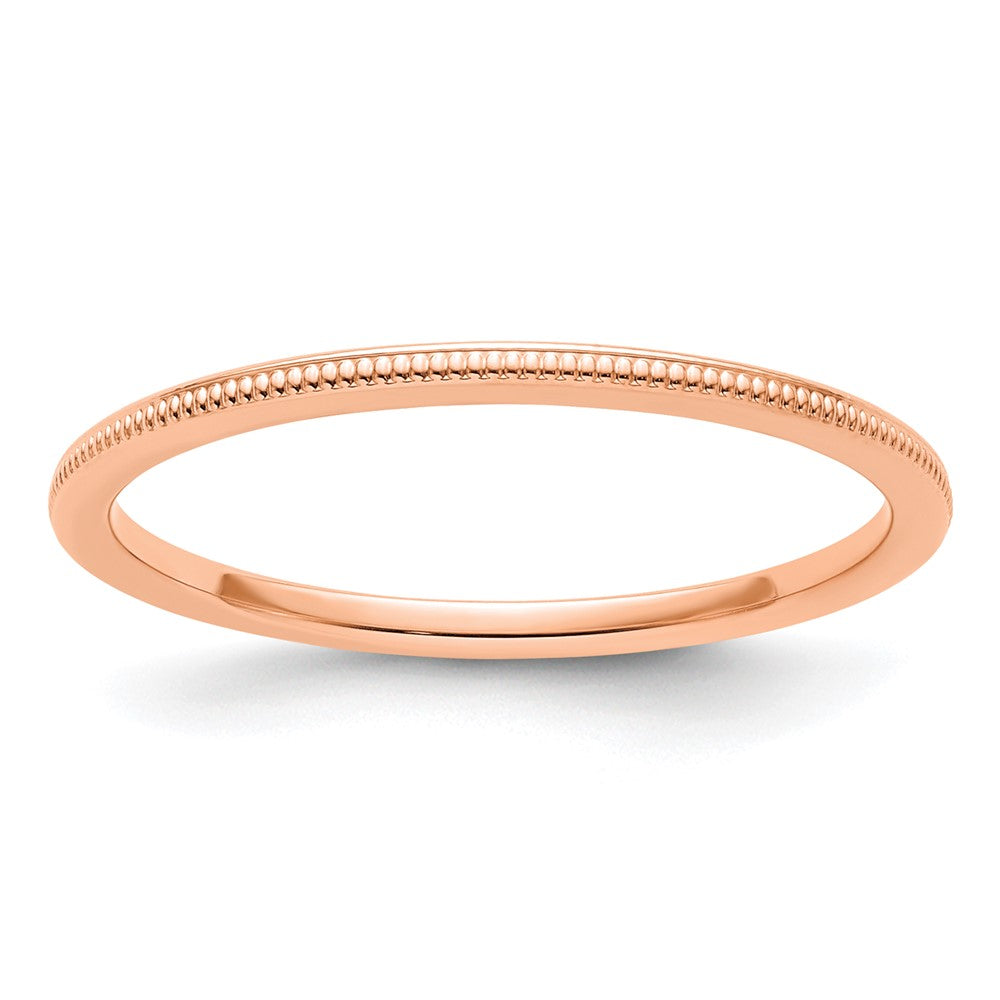 14K Rose Gold 1.2mm Milgrain Stackable Band Size 4.5