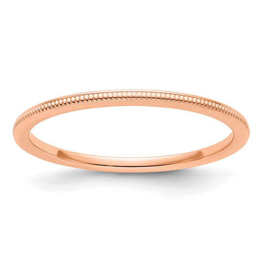 14K Rose Gold 1.2mm Milgrain Stackable Band Size 4.5