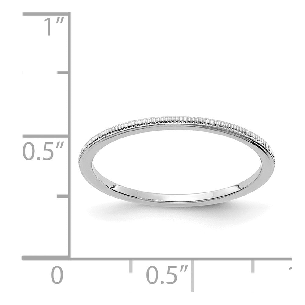 14K White Gold 1.2mm Milgrain Stackable Band Size 10