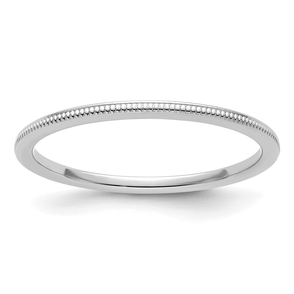 14K White Gold 1.2mm Milgrain Stackable Band Size 4