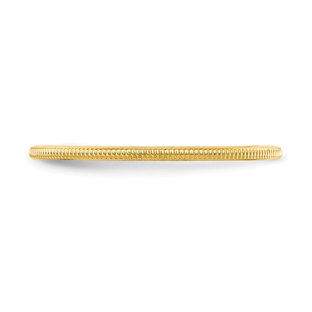 14K Yellow Gold 1.2mm Milgrain Stackable Band Size 6.5