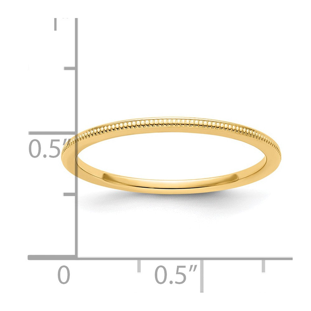14K Yellow Gold 1.2mm Milgrain Stackable Band Size 5