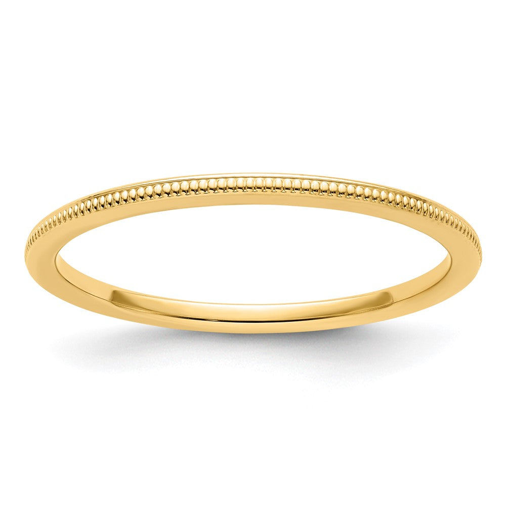 14K Yellow Gold 1.2mm Milgrain Stackable Band Size 6.5