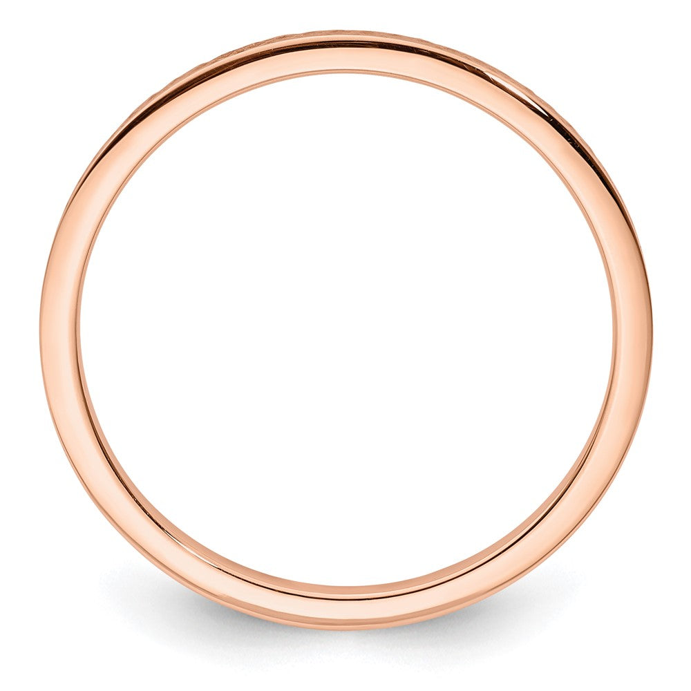 14K Rose Gold 1.2mm Criss-Cross Pattern Stackable Band Size 8.5