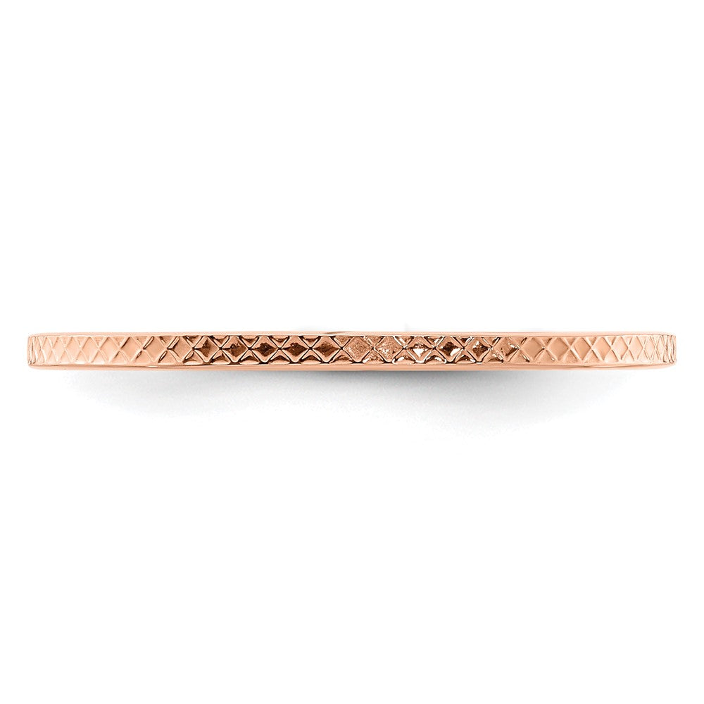 14K Rose Gold 1.2mm Criss-Cross Pattern Stackable Band Size 7.5