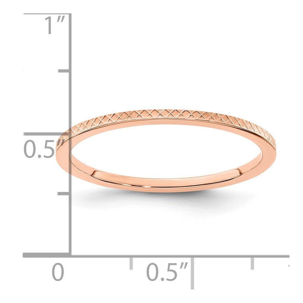 14K Rose Gold 1.2mm Criss-Cross Pattern Stackable Band Size 4