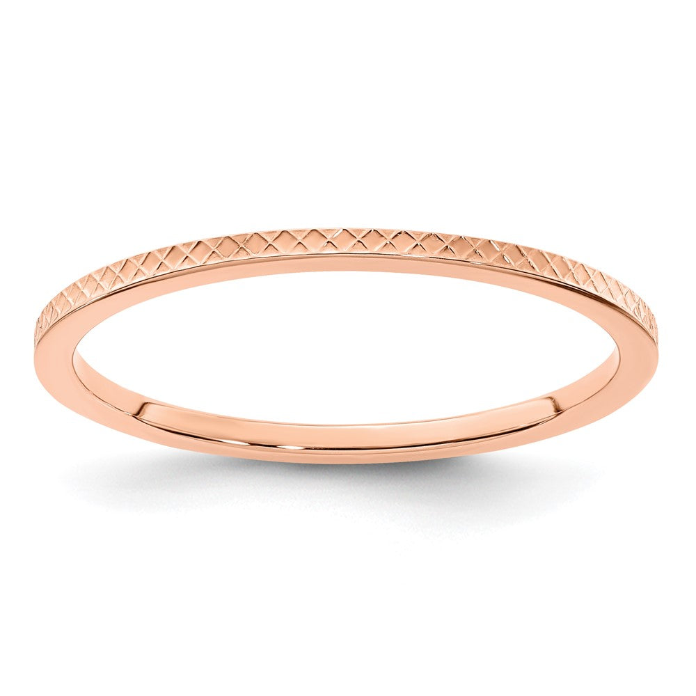 14K Rose Gold 1.2mm Criss-Cross Pattern Stackable Band Size 5.5