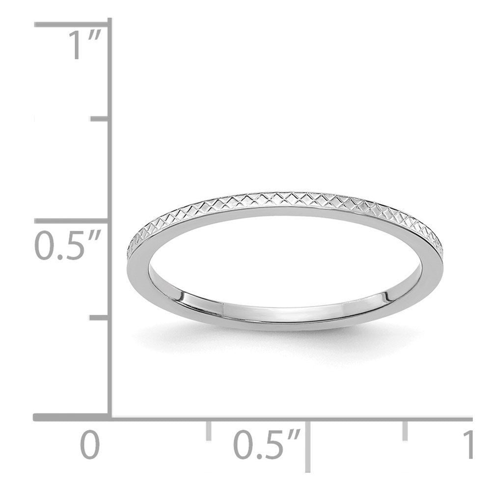 14K White Gold 1.2mm Criss-Cross Pattern Stackable Band Size 10
