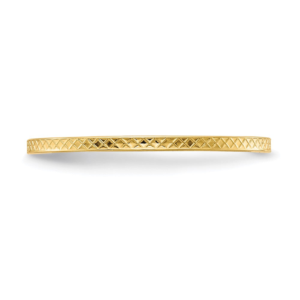14K Yellow Gold 1.2mm Criss-Cross Pattern Stackable Band Size 10