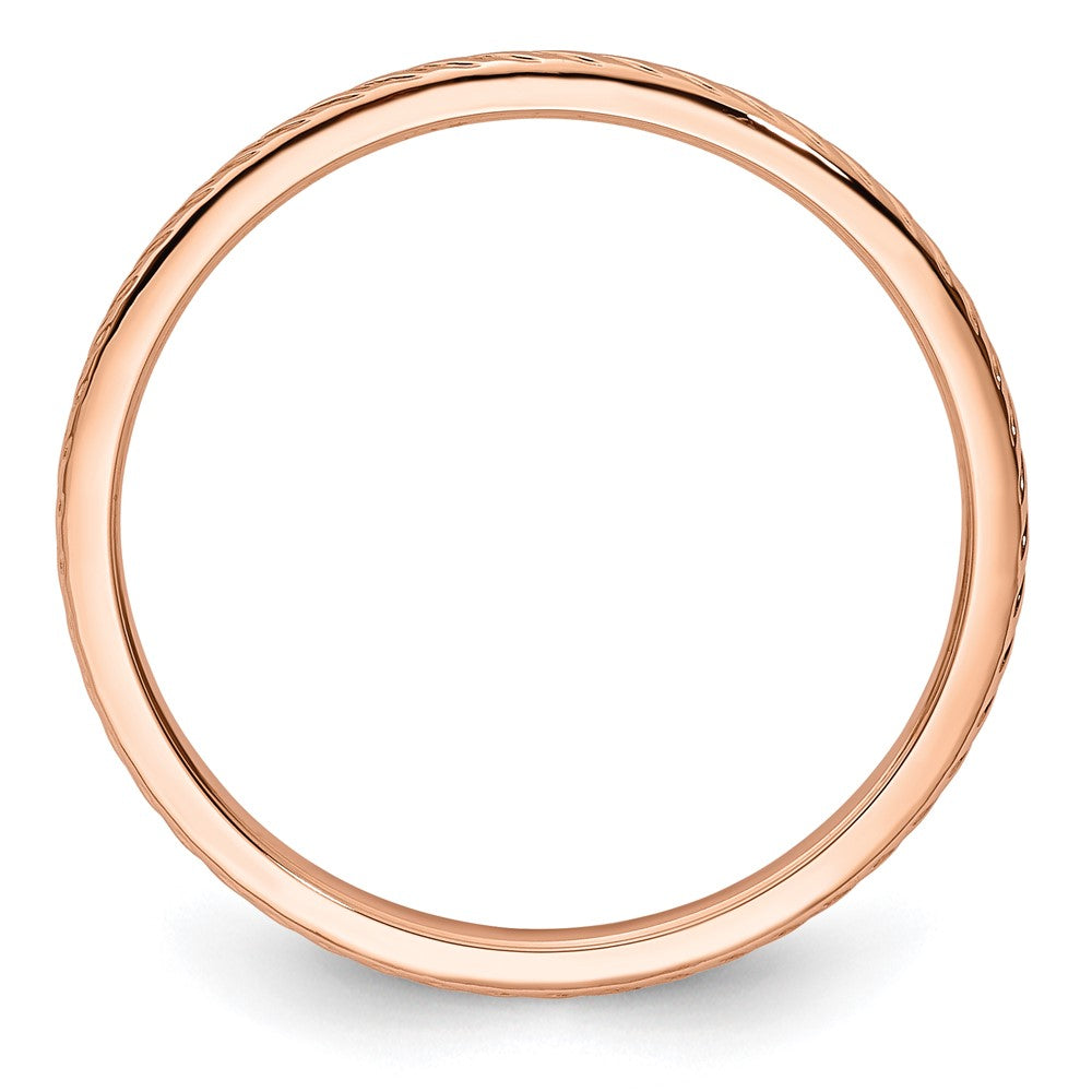 14K Rose Gold 1.2mm Twisted Wire Pattern Stackable Band Size 4.5