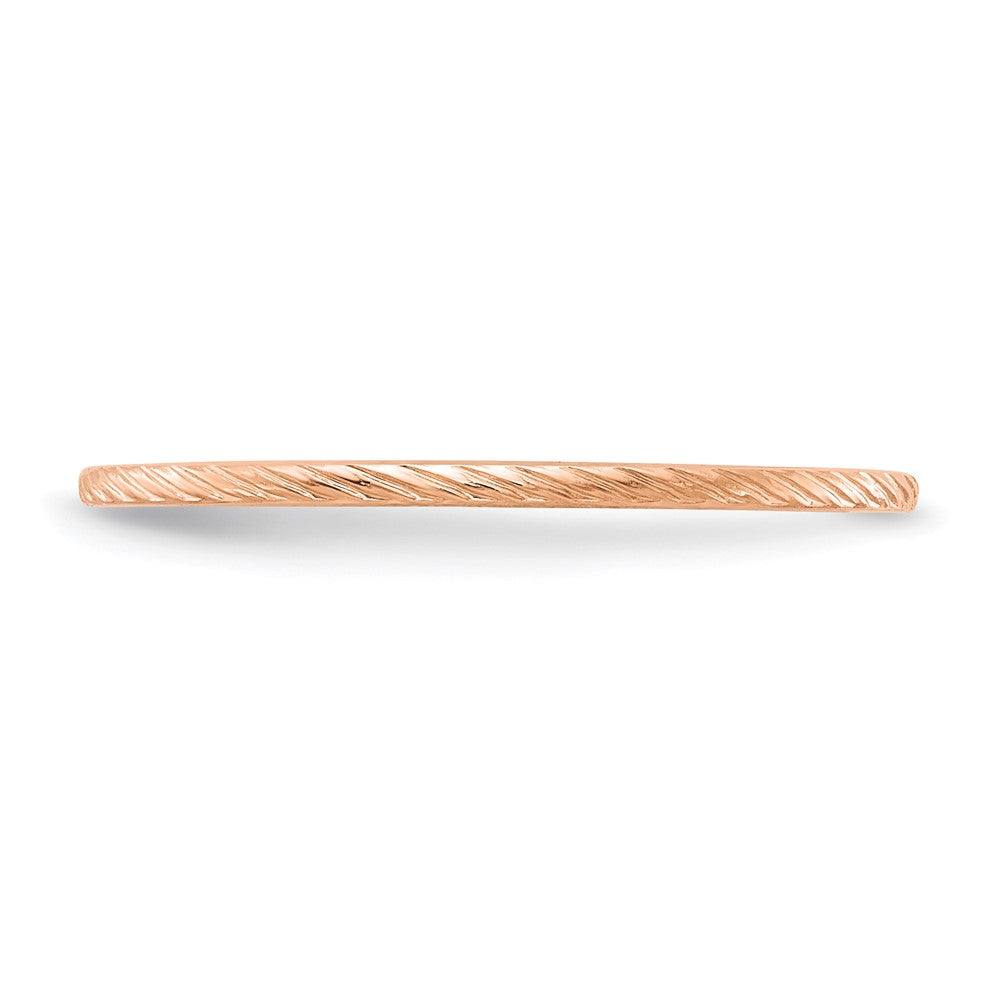 14K Rose Gold 1.2mm Twisted Wire Pattern Stackable Band Size 8.5