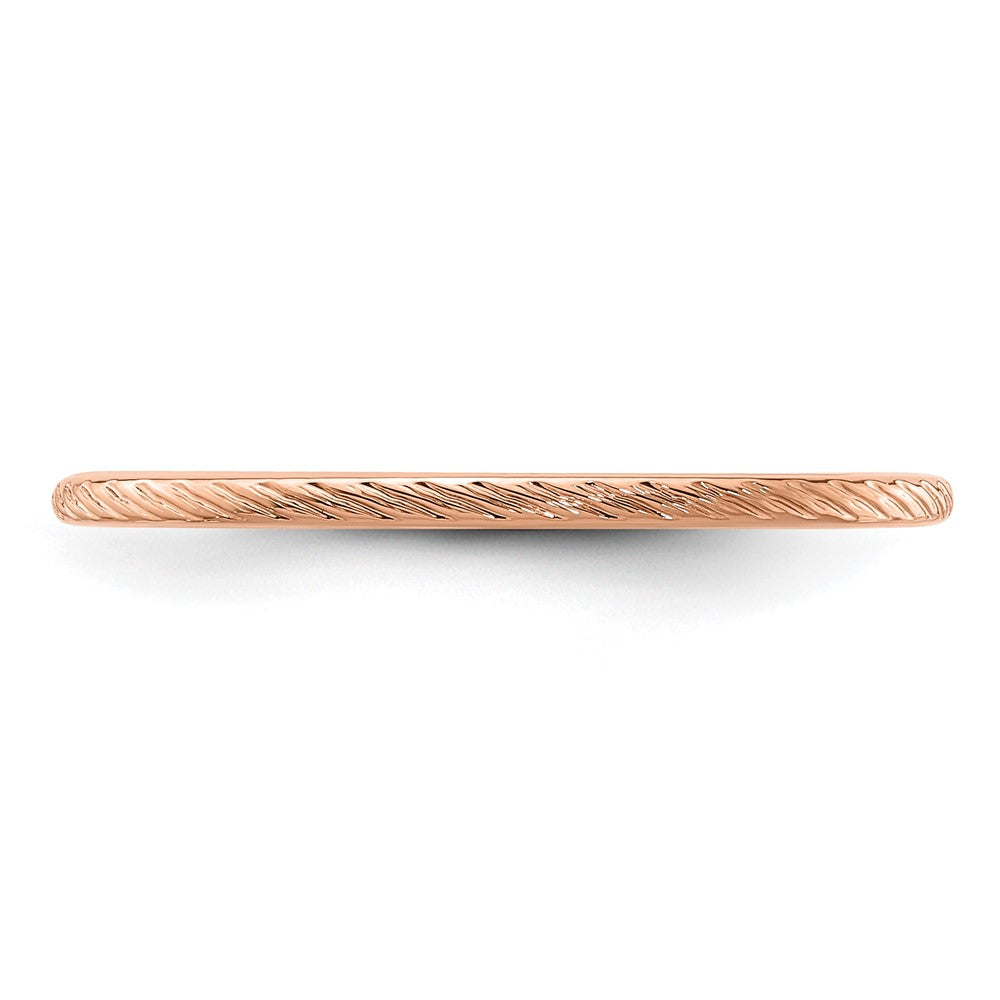 14K Rose Gold 1.2mm Twisted Wire Pattern Stackable Band Size 6