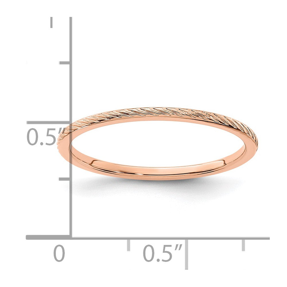 14K Rose Gold 1.2mm Twisted Wire Pattern Stackable Band Size 4.5