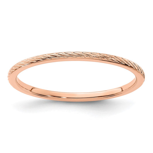 14K Rose Gold 1.2mm Twisted Wire Pattern Stackable Band Size 9