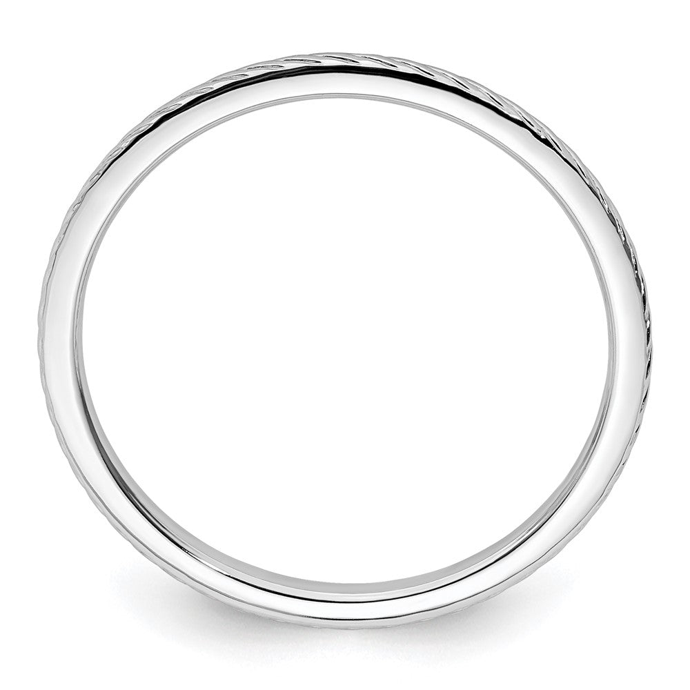 14K White Gold 1.2mm Twisted Wire Pattern Stackable Band Size 10