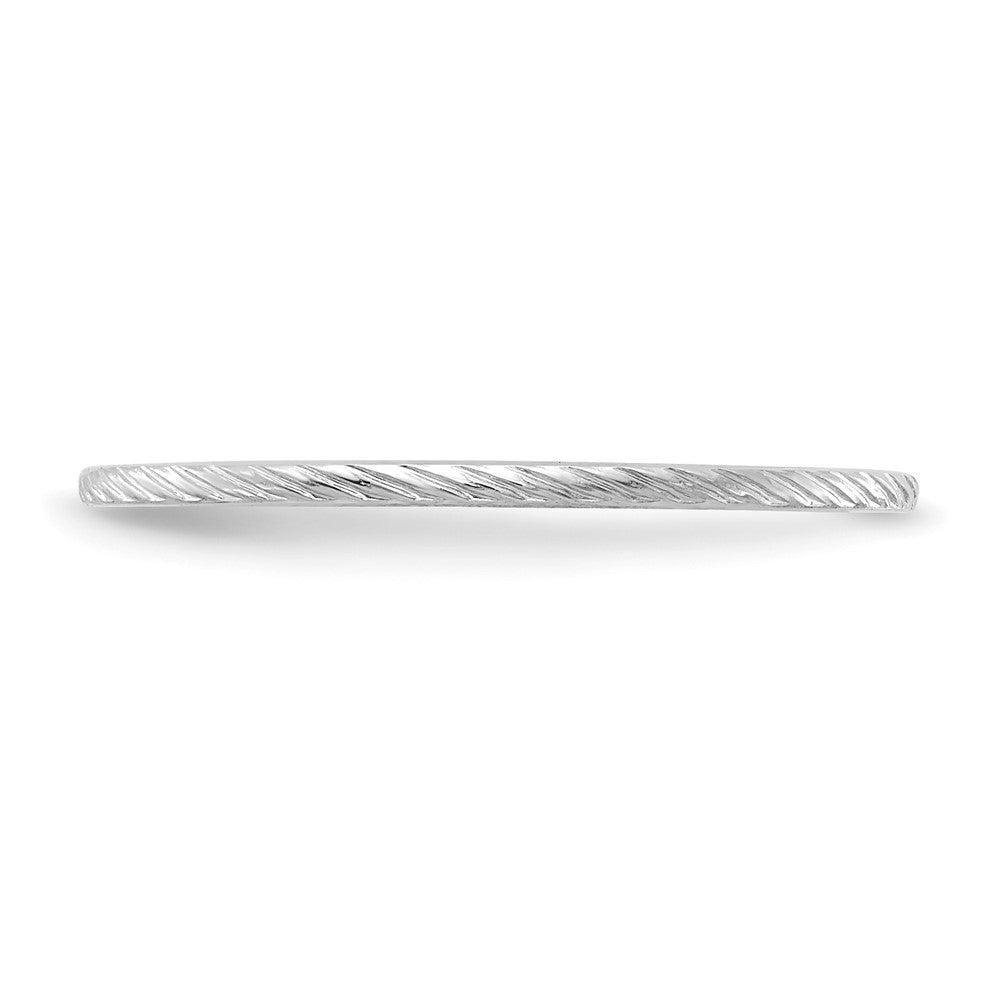 14K White Gold 1.2mm Twisted Wire Pattern Stackable Band Size 4.5