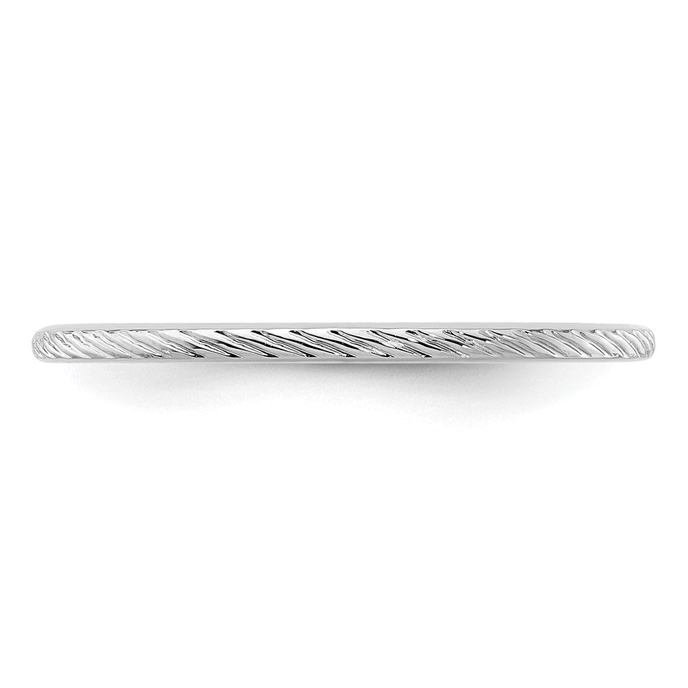 14K White Gold 1.2mm Twisted Wire Pattern Stackable Band Size 4.5